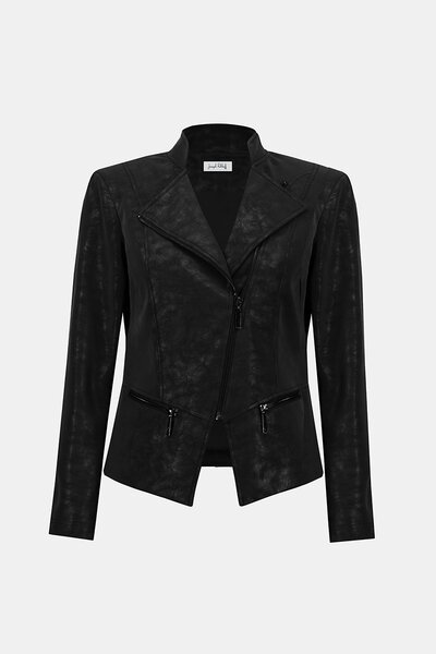 Joseph Ribkoff Faux Suede Fitted Moto Jacket-shop-by-label-Hello Cyril.