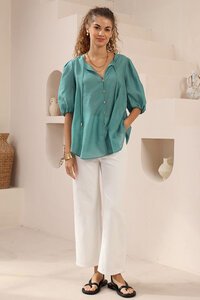 Iris Maxi Relaxed Button Front Blouse