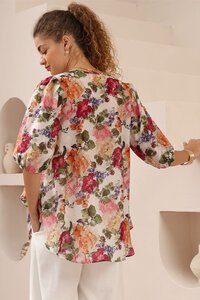 Iris Maxi Painterly Floral Relaxed Button Front Blouse