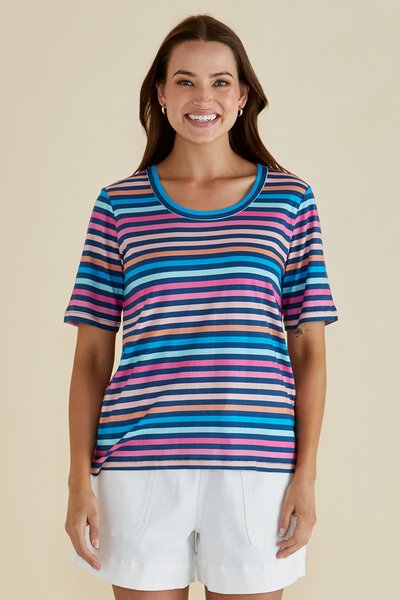 Betty Basics Riley Multi Stripe Tee-shop-by-label-Hello Cyril.