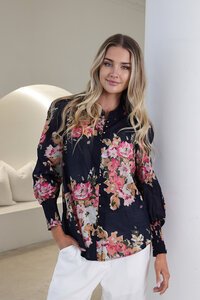 Fria The Label Floral Shirring Cuffs Blouse