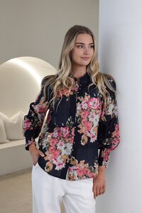 Fria The Label Floral Shirring Cuffs Blouse