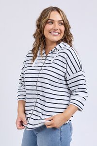 Elm Beachy Hoodie Navy White Stripe