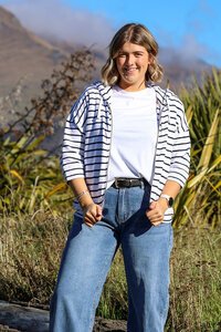 Elm Beachy Hoodie Navy White Stripe