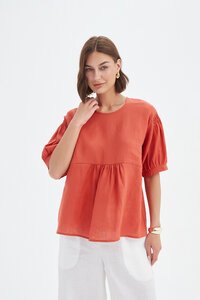 Tirelli Bishop Sleeve Shirring Top