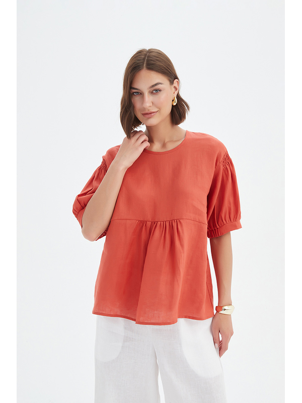 Tirelli Bishop Sleeve Shirring Top