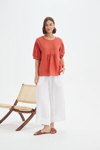 Tirelli Bishop Sleeve Shirring Top