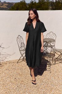 Tirelli Shawl Collar Pleat Dress
