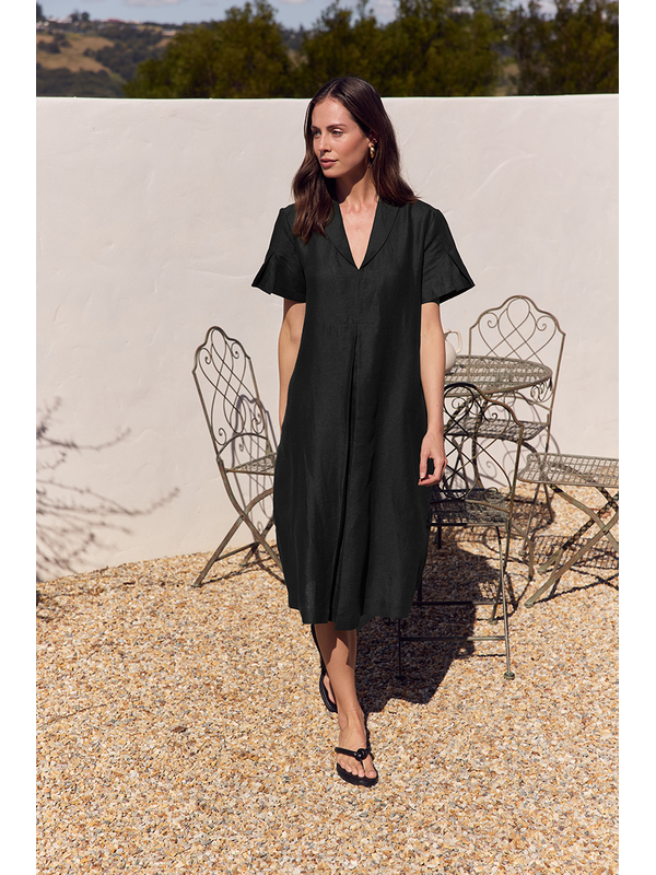 Tirelli Shawl Collar Pleat Dress