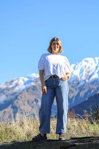 White On Black Button Back Top