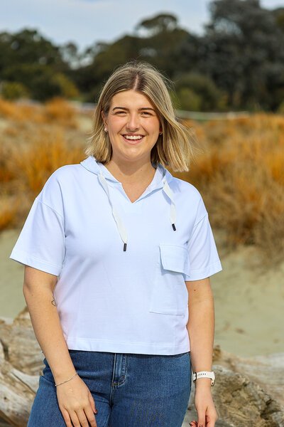 White On Black Short Sleeve Hoodie-shop-by-label-Hello Cyril.