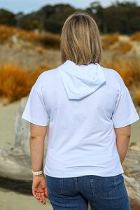 White On Black Short Sleeve Hoodie