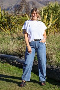 White On Black Flounce Sleeve Top