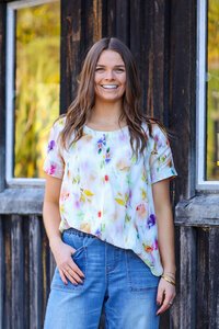 Preen Print Swing Up Down Hem Top