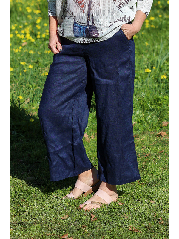 Foil Plain Wide Leg Cropped Pant