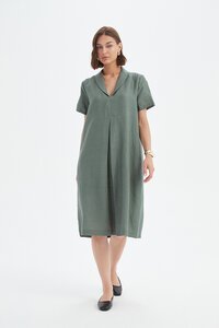 Tirelli Shawl Collar Pleat Dress