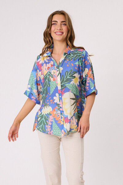 Democracy Sofia Printed Tie Side Shirt-lives-Hello Cyril.