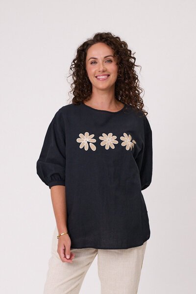Classified Daisy Print Top-lives-Hello Cyril.