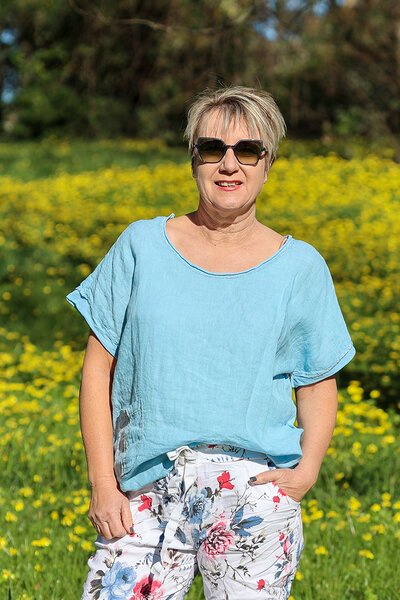 Rosa JoJo Lurex Trim Top-shop-by-label-Hello Cyril.