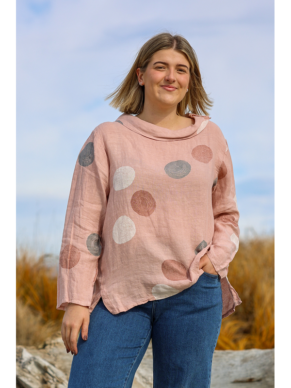 Wednesday Lulu Button Neck Circle Top