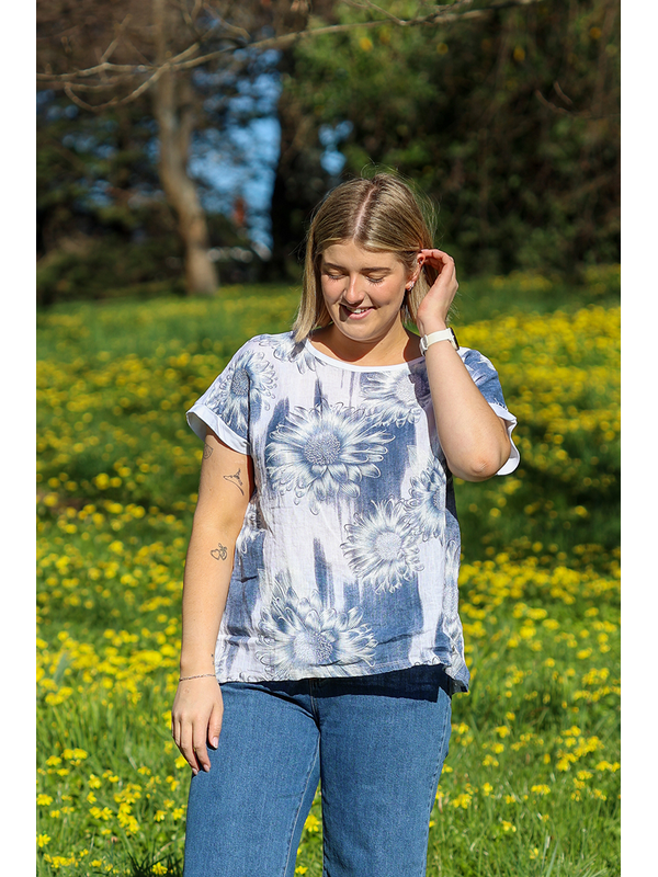 Wednesday Lulu Sunflower Linen Top