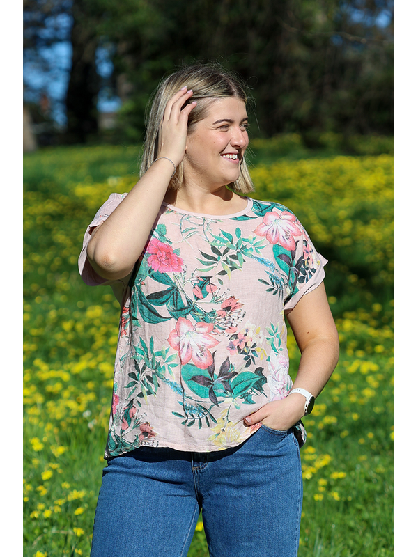 Wednesday Lulu Garden Floral Linen Top
