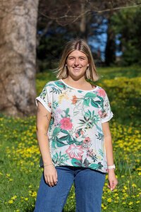 Wednesday Lulu Garden Floral Linen Top