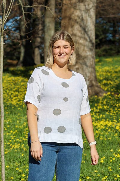 Wednesday Lulu Spot Linen Top-shop-by-label-Hello Cyril.