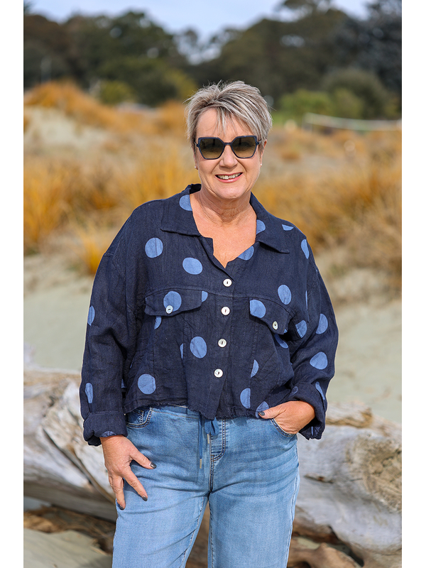 Rosa JoJo Linen Spot Cropped Jacket