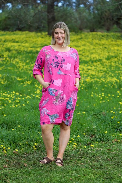 Wednesday Lulu Rib Panel LS Cocoon Dress-shop-by-label-Hello Cyril.