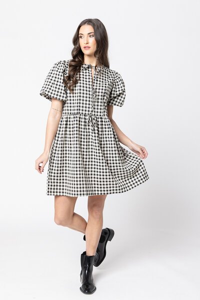 Leila + Luca Belle Bow Check Dress-hc-new-Hello Cyril.