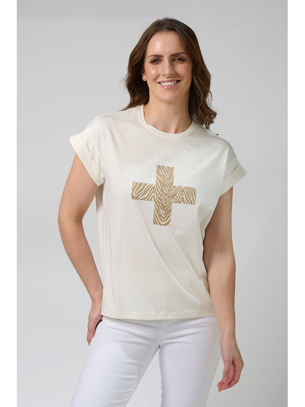Stella + Gemma Cuff Zebra Cross Tee