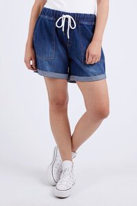 Elm Emma Relaxed Denim Short Dark Blue Wash