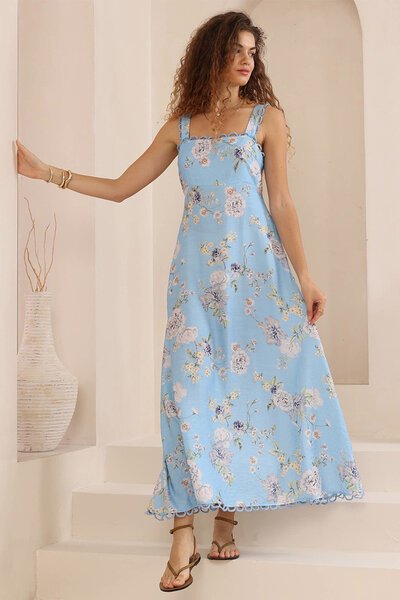 Iris Maxi Floral Scallop Trim Dress-hc-new-Hello Cyril.