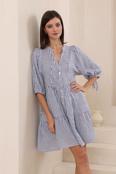 Iris Maxi Stripe Babydoll Dress-hc-new-Hello Cyril.