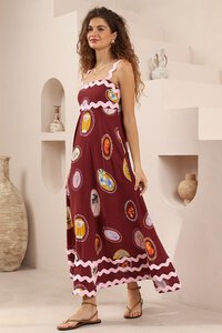 Iris Maxi Ric Rac Print Maxi Dress
