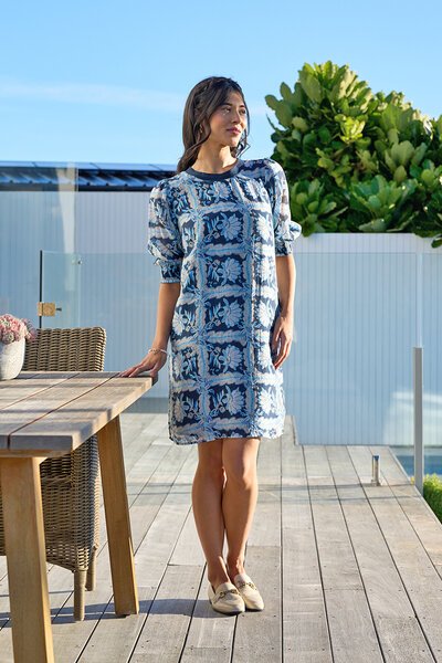 Memo Rib Neck Shirred Cuff Dress-shop-by-label-Hello Cyril.