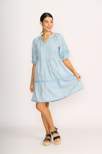 Foil Embroidered Tiered Dress