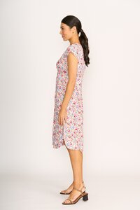 Foil Print Button Front Drop Shoulder Dress