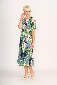 Foil Midi Shirred Bodice Dress