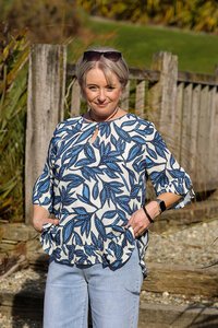 Foil Ruffle Sleeve Top