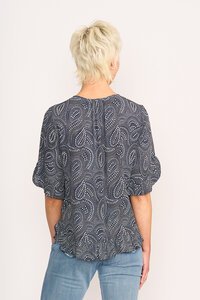 Foil Ruffle Sleeve Top