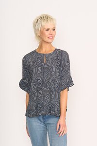 Foil Ruffle Sleeve Top