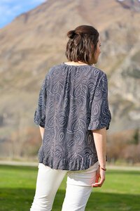 Foil Ruffle Sleeve Top