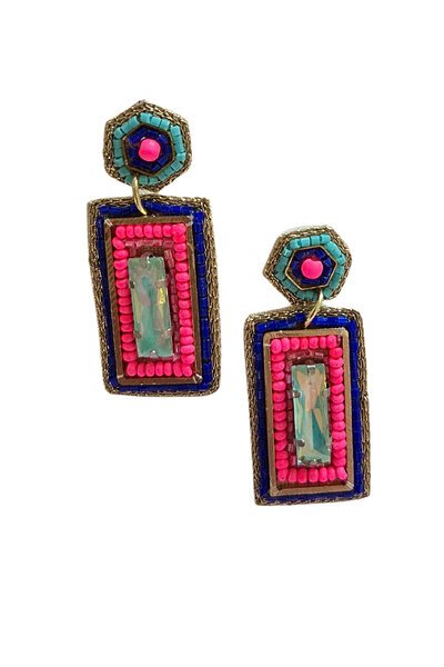 Zoda Beaded Statement Rectangle Earring-hc-new-Hello Cyril.