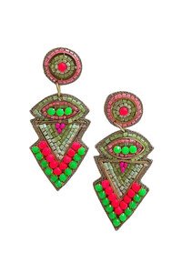 Zoda Beaded Statement Lime Green Earring
