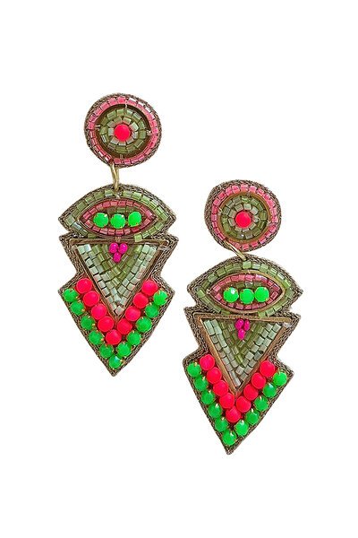 Zoda Beaded Statement Lime Green Earring-hc-new-Hello Cyril.