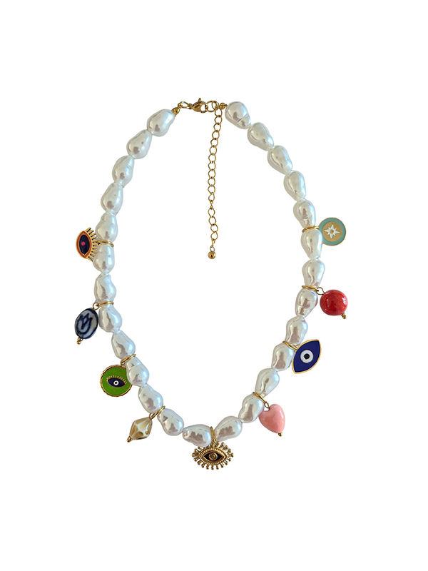 Zoda Pearl Colored Charm Necklace