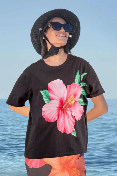 Curate Hibiscus Of Time Tee-shop-by-label-Hello Cyril.