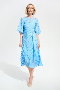 Joseph Ribkoff 3D Embroidered Belted Chiffon Dress 